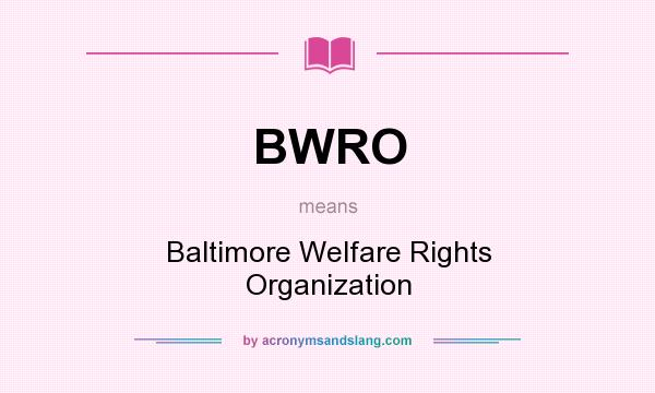 What does BWRO mean? It stands for Baltimore Welfare Rights Organization