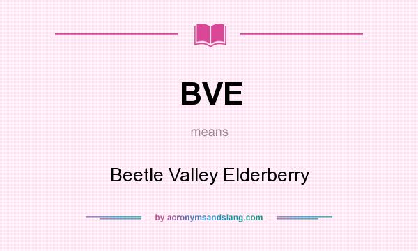 What does BVE mean? It stands for Beetle Valley Elderberry