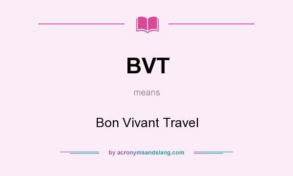 What does BVT mean? It stands for Bon Vivant Travel