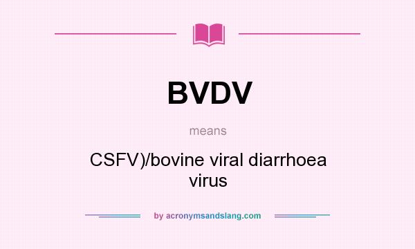 What does BVDV mean? It stands for CSFV)/bovine viral diarrhoea virus