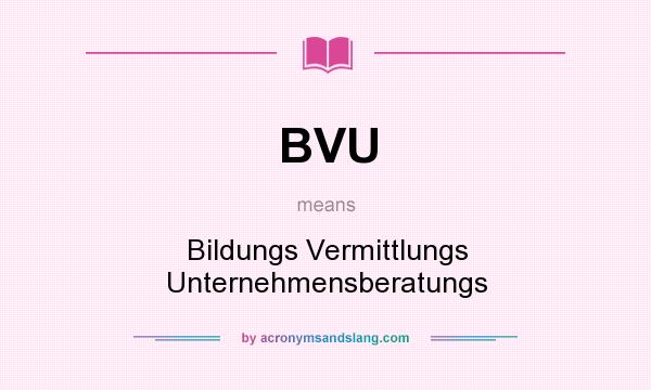 What does BVU mean? It stands for Bildungs Vermittlungs Unternehmensberatungs