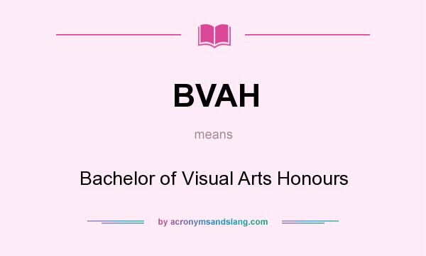 What does BVAH mean? It stands for Bachelor of Visual Arts Honours