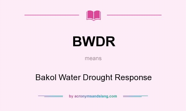 What does BWDR mean? It stands for Bakol Water Drought Response