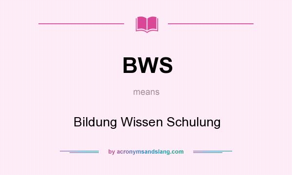 What does BWS mean? It stands for Bildung Wissen Schulung