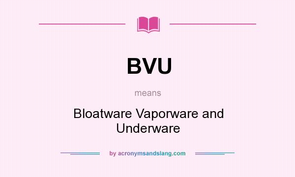 What does BVU mean? It stands for Bloatware Vaporware and Underware
