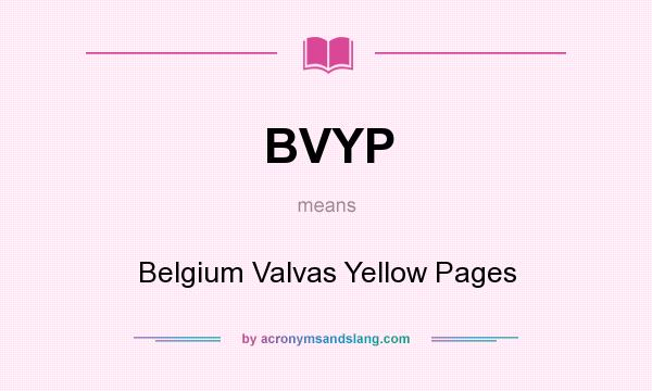 What does BVYP mean? It stands for Belgium Valvas Yellow Pages
