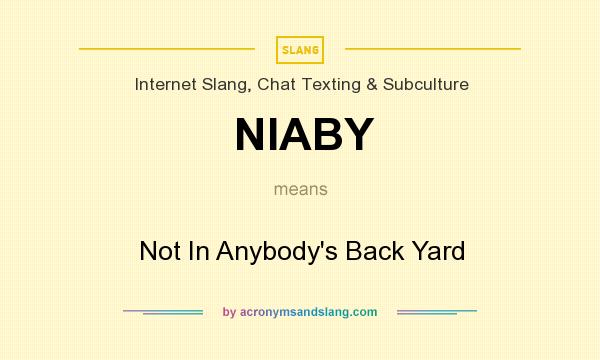 What does NIABY mean? It stands for Not In Anybody`s Back Yard