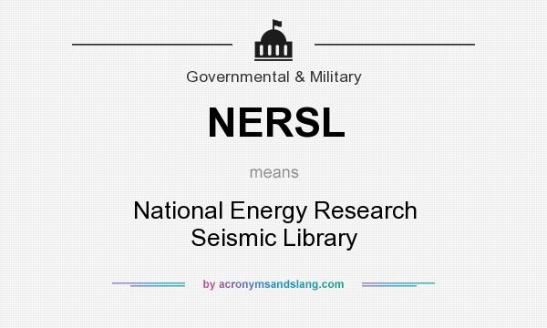 What does NERSL mean? It stands for National Energy Research Seismic Library