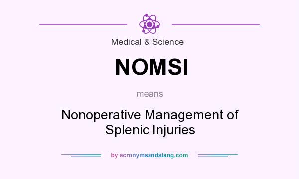 What does NOMSI mean? It stands for Nonoperative Management of Splenic Injuries
