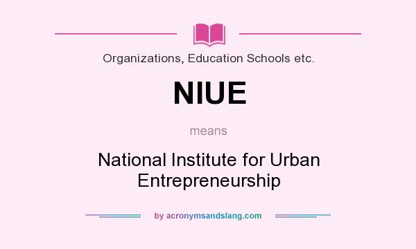 What does NIUE mean? It stands for National Institute for Urban Entrepreneurship