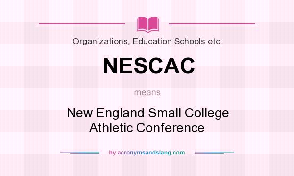 What does NESCAC mean? It stands for New England Small College Athletic Conference