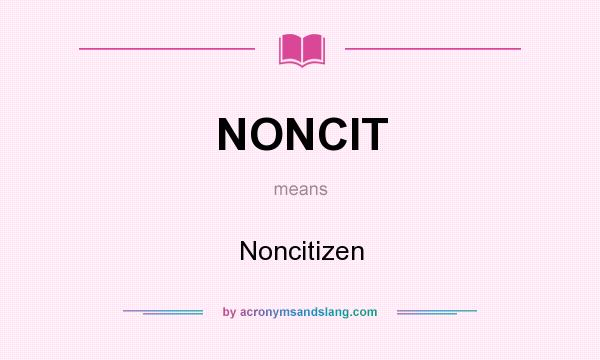 What does NONCIT mean? It stands for Noncitizen