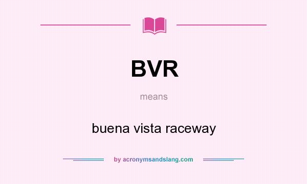 What does BVR mean? It stands for buena vista raceway