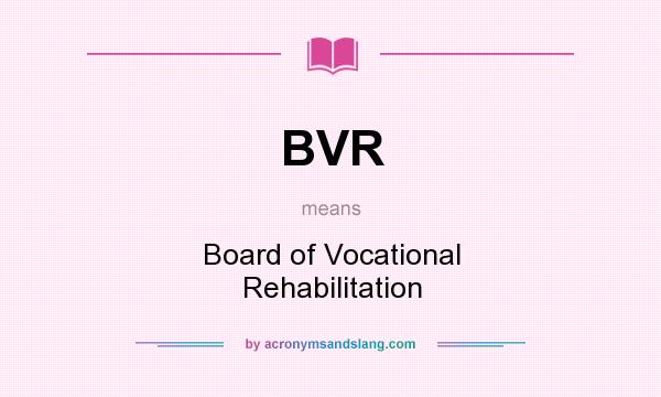 What does BVR mean? It stands for Board of Vocational Rehabilitation