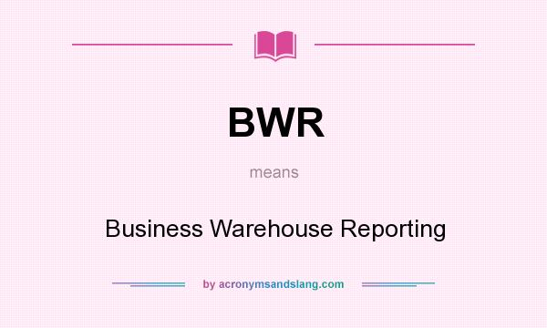 What does BWR mean? It stands for Business Warehouse Reporting