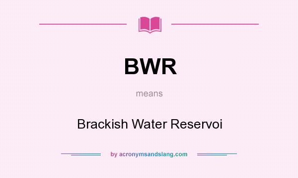 What does BWR mean? It stands for Brackish Water Reservoi