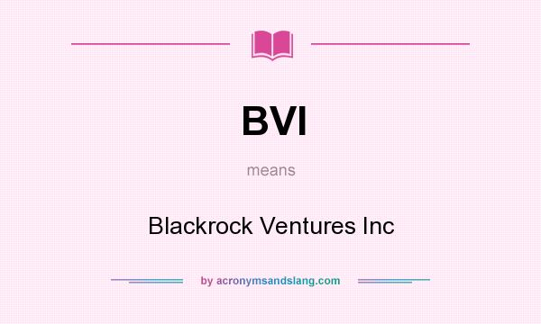 What does BVI mean? It stands for Blackrock Ventures Inc