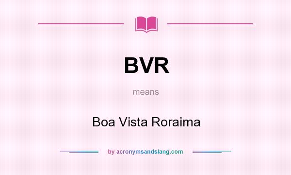 What does BVR mean? It stands for Boa Vista Roraima