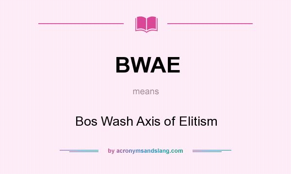 What does BWAE mean? It stands for Bos Wash Axis of Elitism