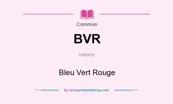 What does BVR mean? It stands for Bleu Vert Rouge