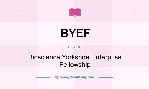 What does BYEF mean? It stands for Bioscience Yorkshire Enterprise Fellowship