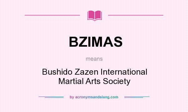 What does BZIMAS mean? It stands for Bushido Zazen International Martial Arts Society