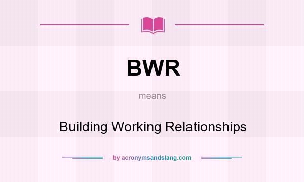 What does BWR mean? It stands for Building Working Relationships