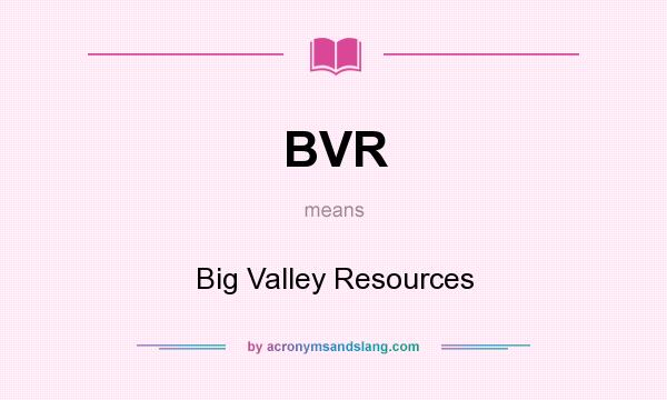 What does BVR mean? It stands for Big Valley Resources
