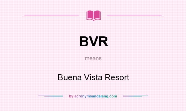 What does BVR mean? It stands for Buena Vista Resort