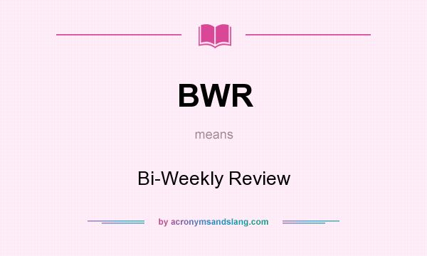 What does BWR mean? It stands for Bi-Weekly Review