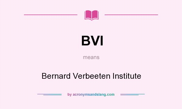 What does BVI mean? It stands for Bernard Verbeeten Institute