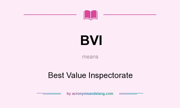 What does BVI mean? It stands for Best Value Inspectorate