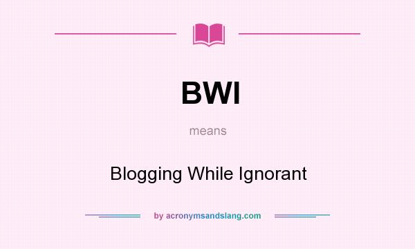 What does BWI mean? It stands for Blogging While Ignorant