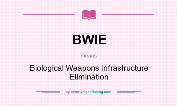 What does BWIE mean? It stands for Biological Weapons Infrastructure Elimination