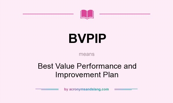 What does BVPIP mean? It stands for Best Value Performance and Improvement Plan