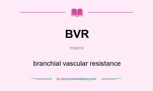 What does BVR mean? It stands for branchial vascular resistance