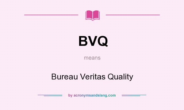 What does BVQ mean? It stands for Bureau Veritas Quality