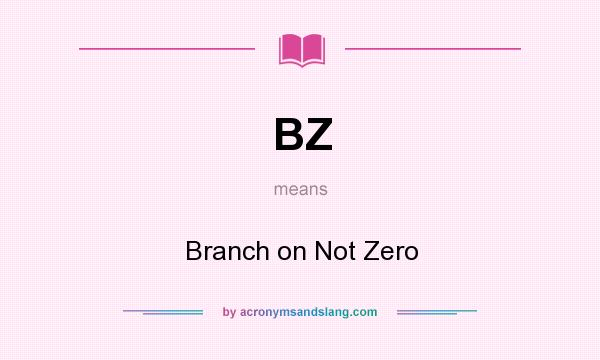 What does BZ mean? It stands for Branch on Not Zero