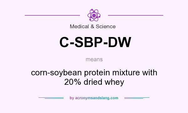 What does C-SBP-DW mean? It stands for corn-soybean protein mixture with 20% dried whey