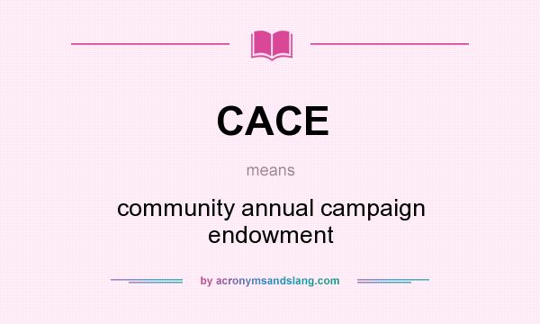 What does CACE mean? It stands for community annual campaign endowment
