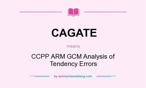What does CAGATE mean? It stands for CCPP ARM GCM Analysis of Tendency Errors