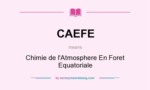 What does CAEFE mean? It stands for Chimie de l`Atmosphere En Foret Equatoriale
