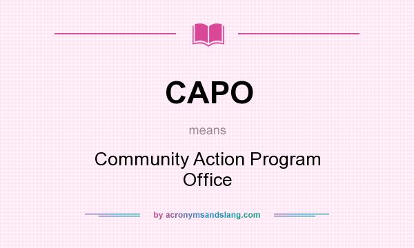 What does CAPO mean? It stands for Community Action Program Office