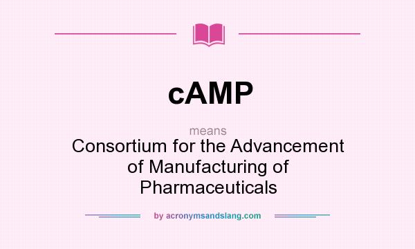 What does cAMP mean? It stands for Consortium for the Advancement of Manufacturing of Pharmaceuticals