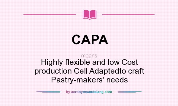 What does CAPA mean? It stands for Highly flexible and low Cost production Cell Adaptedto craft Pastry-makers` needs