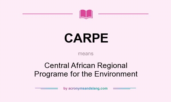What does CARPE mean? It stands for Central African Regional Programe for the Environment
