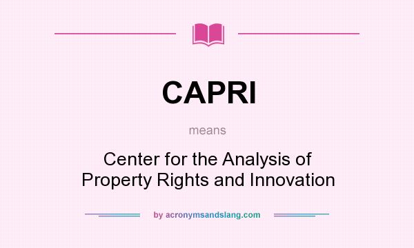 What does CAPRI mean? It stands for Center for the Analysis of Property Rights and Innovation