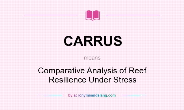What does CARRUS mean? It stands for Comparative Analysis of Reef Resilience Under Stress