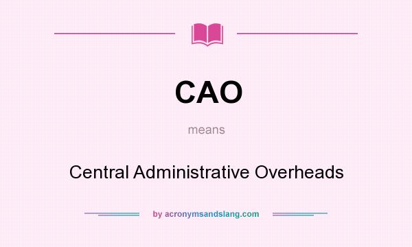 What does CAO mean? It stands for Central Administrative Overheads