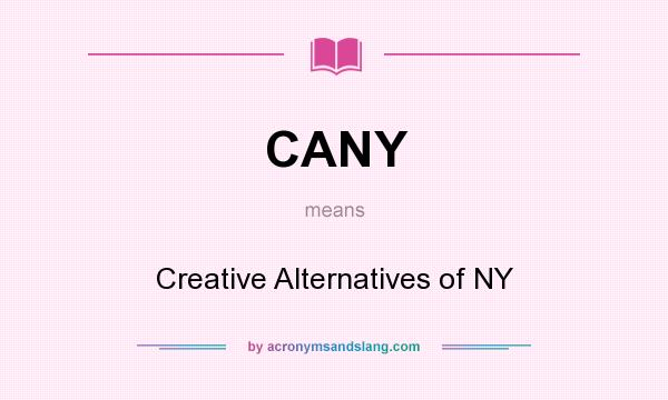 What does CANY mean? It stands for Creative Alternatives of NY